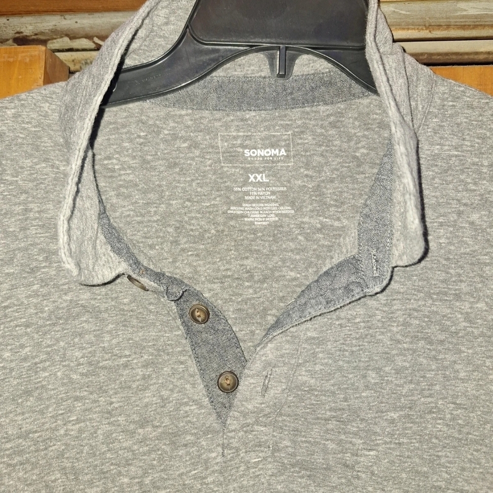Sonoma Men's Heather Gray Henley Polo